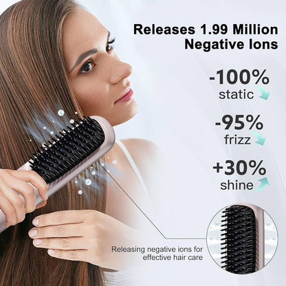 2-in-1 Hair Straightener Brush | Portable Electric Hair Styling Comb with Fast Heat & Anti-Frizz Technology Zyntorr