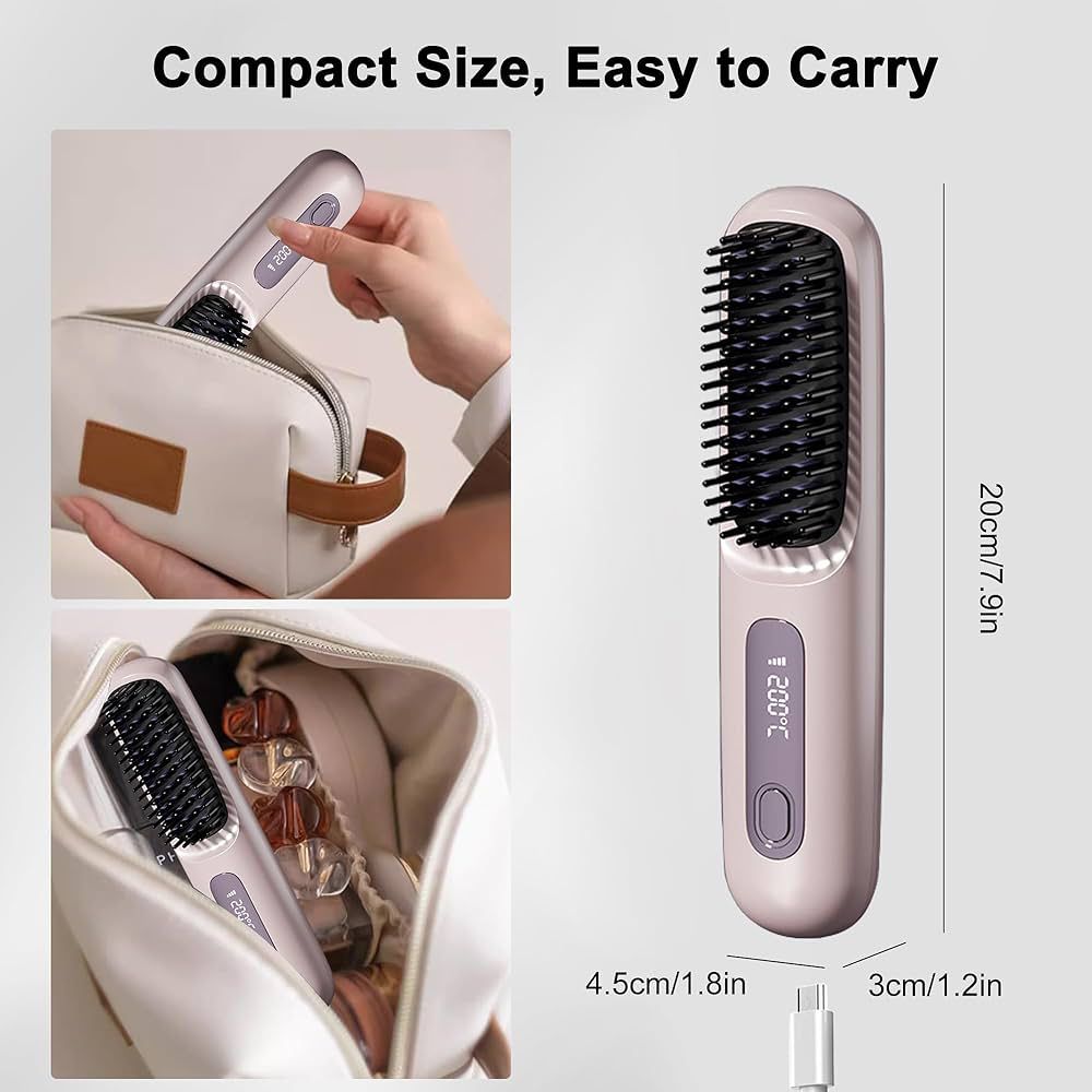 2-in-1 Hair Straightener Brush | Portable Electric Hair Styling Comb with Fast Heat & Anti-Frizz Technology Zyntorr